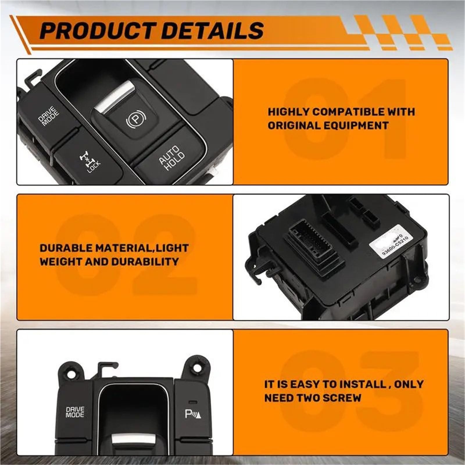 Przełącznik hamulca postojowego 93600C5210 Elektroniczny przełącznik hamulca ręcznego, przyciski parkowania pasujące do Kia Sorento