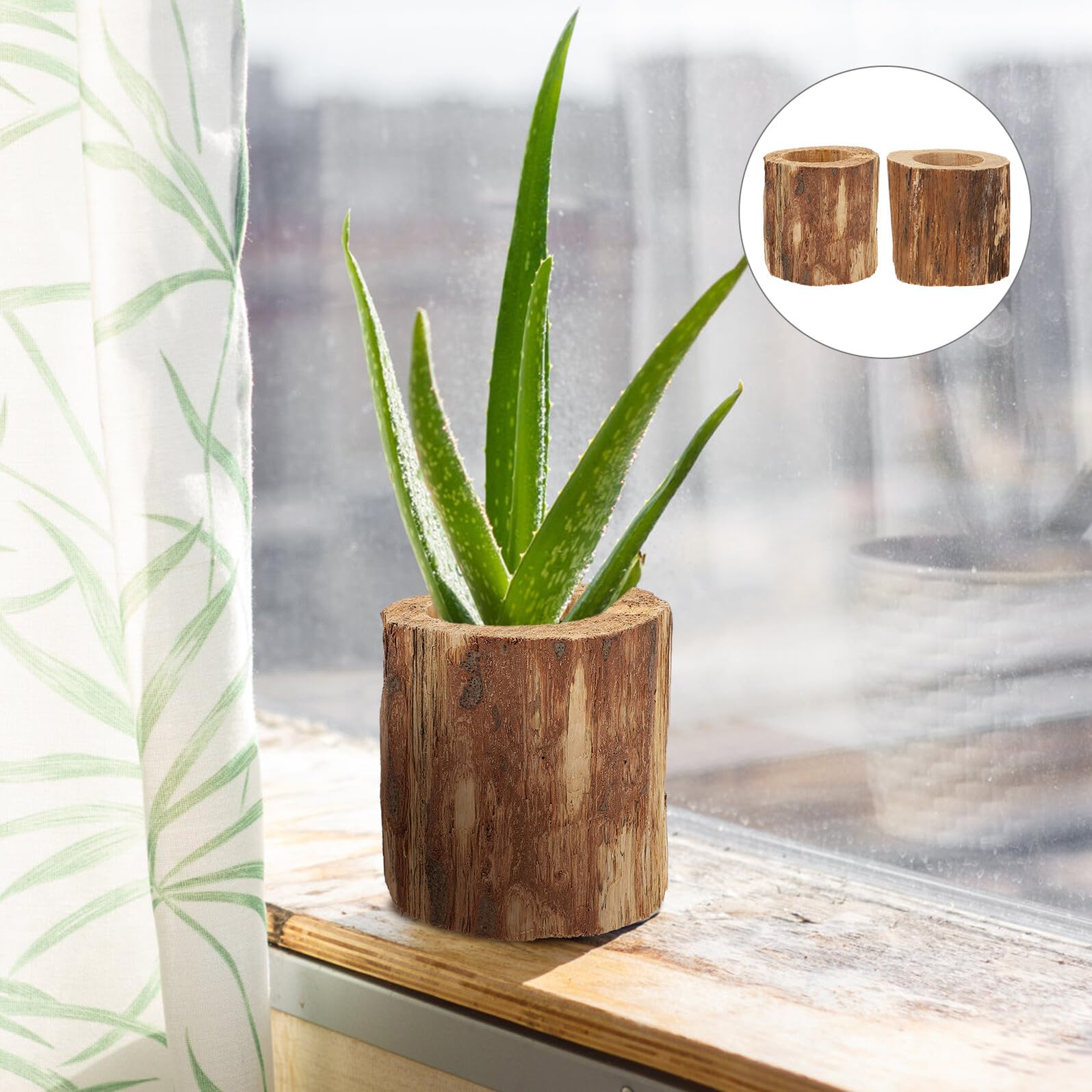 COLLBATH Sukkulenten Pflanzgefäß 2 Stück für Büro und Laden | Natürliches Stapel Design, Schlicht Praktisch, Dekorativ, Fördert Gesundes Wachstum von Sukkulenten