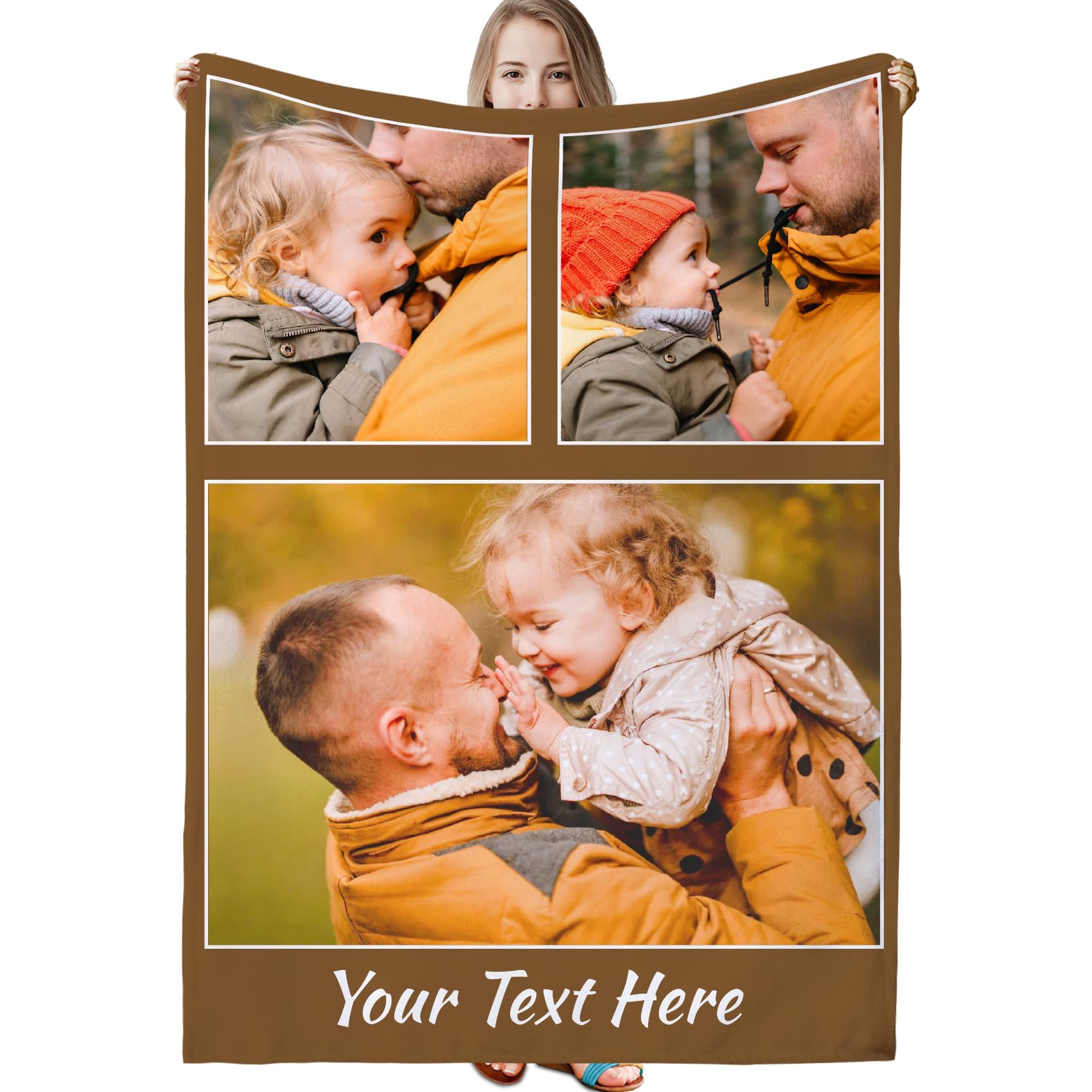 Personalised Photo Blanket, Customised Picture Flannel Blanket - Personalised Gifts for Mum, Dad, Boyfriend