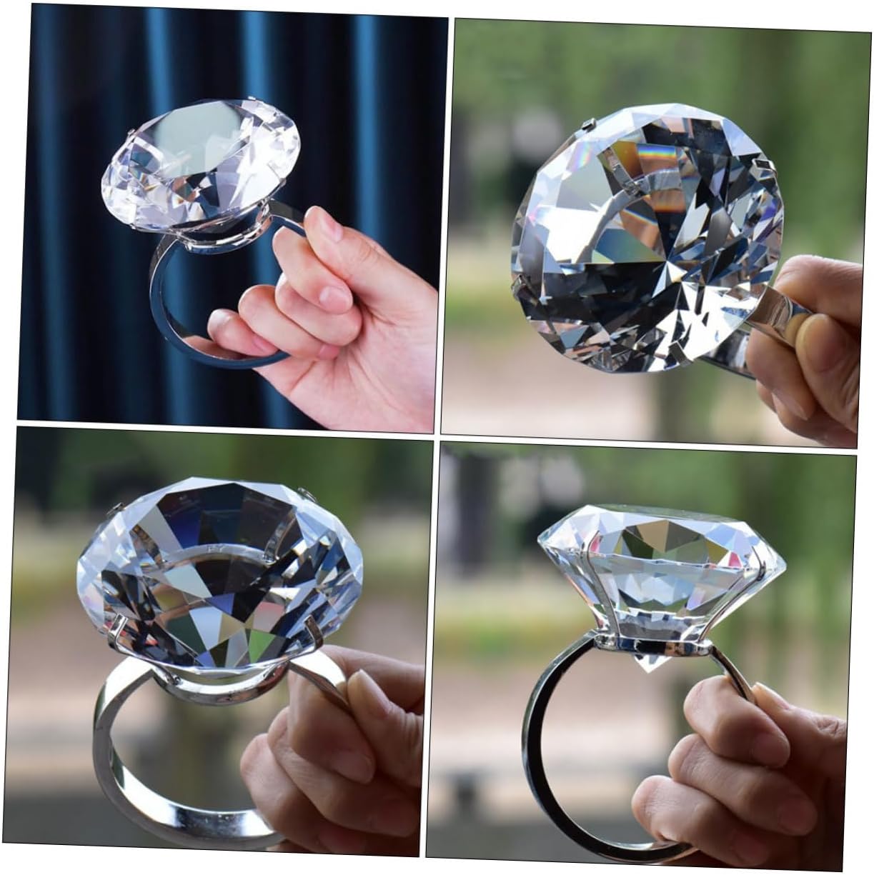 80mm Simulated Diamond Ring Fake Diamond Wedding Ring Props for Wedding