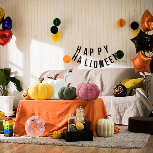 Miniatura 2 de Divertidas almohadas con forma de calabaza suave para sofá, dormitorio, sala de juegos, sala de lectura, decoración de sala de lectura, verde