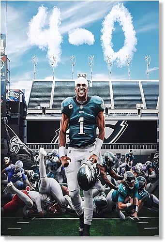 Jalen Hurts - Póster de fútbol americano, impresiones deportivas, arte de pared, pinturas de arte pop, decoración sin marco, 12 x 16 pulgadas
