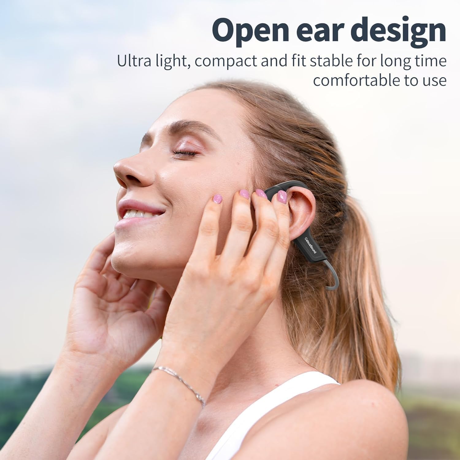 Cuffie a conduzione ossea, auricolari wireless impermeabili IPX7, auricolari aperti Bluetooth 5.3 con microfono, 10 ore di riproduzione per corsa, ciclismo, escursionismo, palestra,