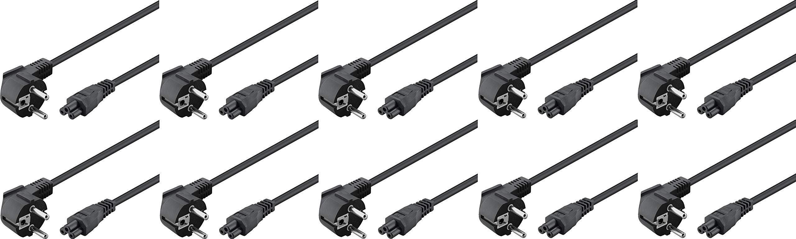 10er Set WireThinX Netzkabel abgewinkelter Schutzkontakt-Stecker> IEC 320-C5 Buchse 3,0 m schwarz