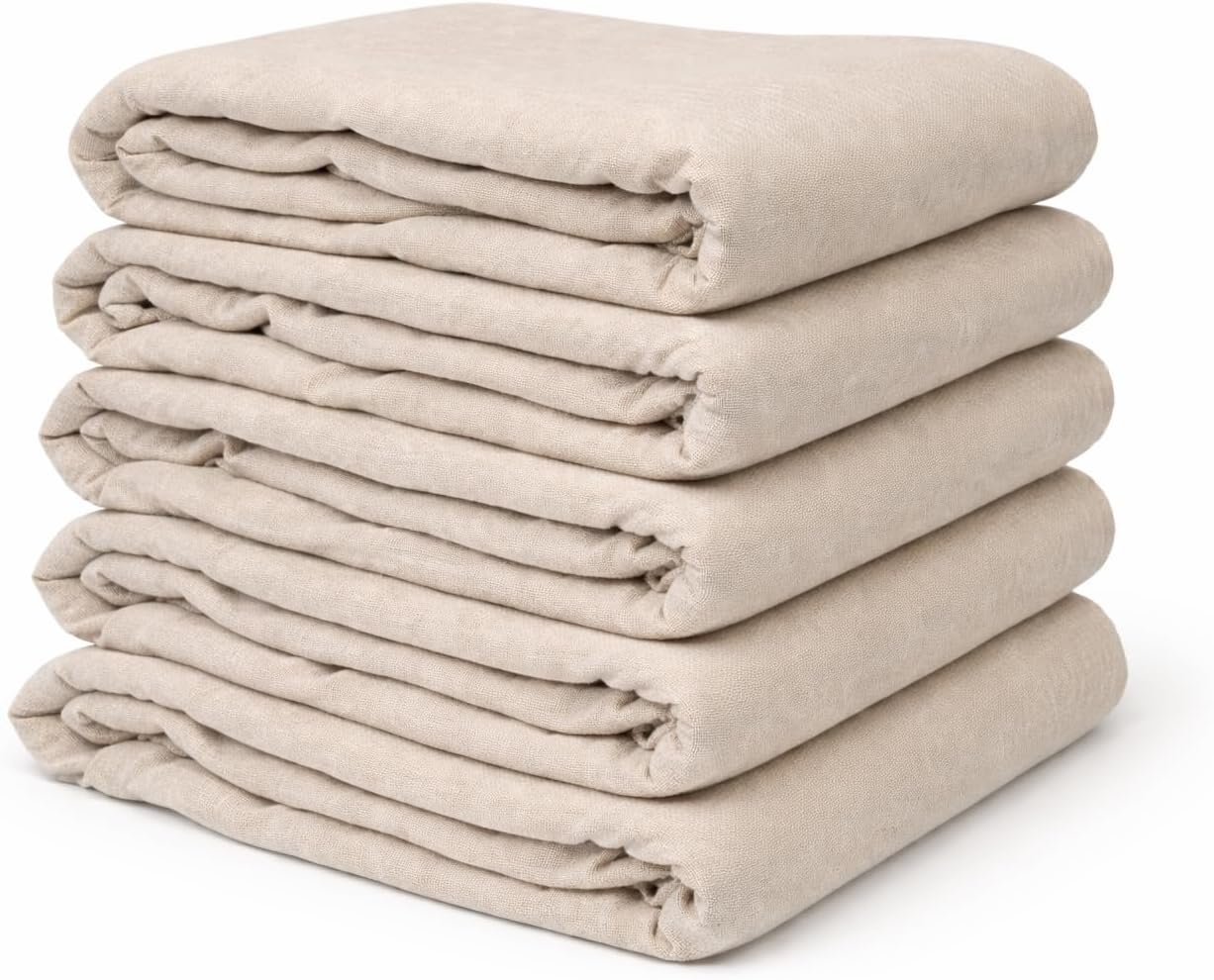 5 x Professional Quality 100% Cotton Twill Heavy Duty DUST Sheets for Decorating. Size of Each Sheet : 3.6M x 2.7M / 12ft x 9ft. **Pack of 5 Sheets**