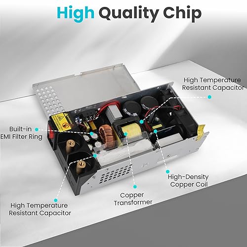 Miniatura 6 de fuente de alimentación DC 12V 125A 1500W, convertidor de 110V AC a 12V DC, adaptador de fuente de alimentación, transformador de conmutación 125A