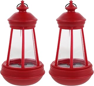 2pcs Mini Solar Lantern Lights Replacement for Outdoor Statue Gnome | Decorative Hanging Design, Built in Solar Charging Battery Box, Waterproof Plastic Finish, Pathway Decor