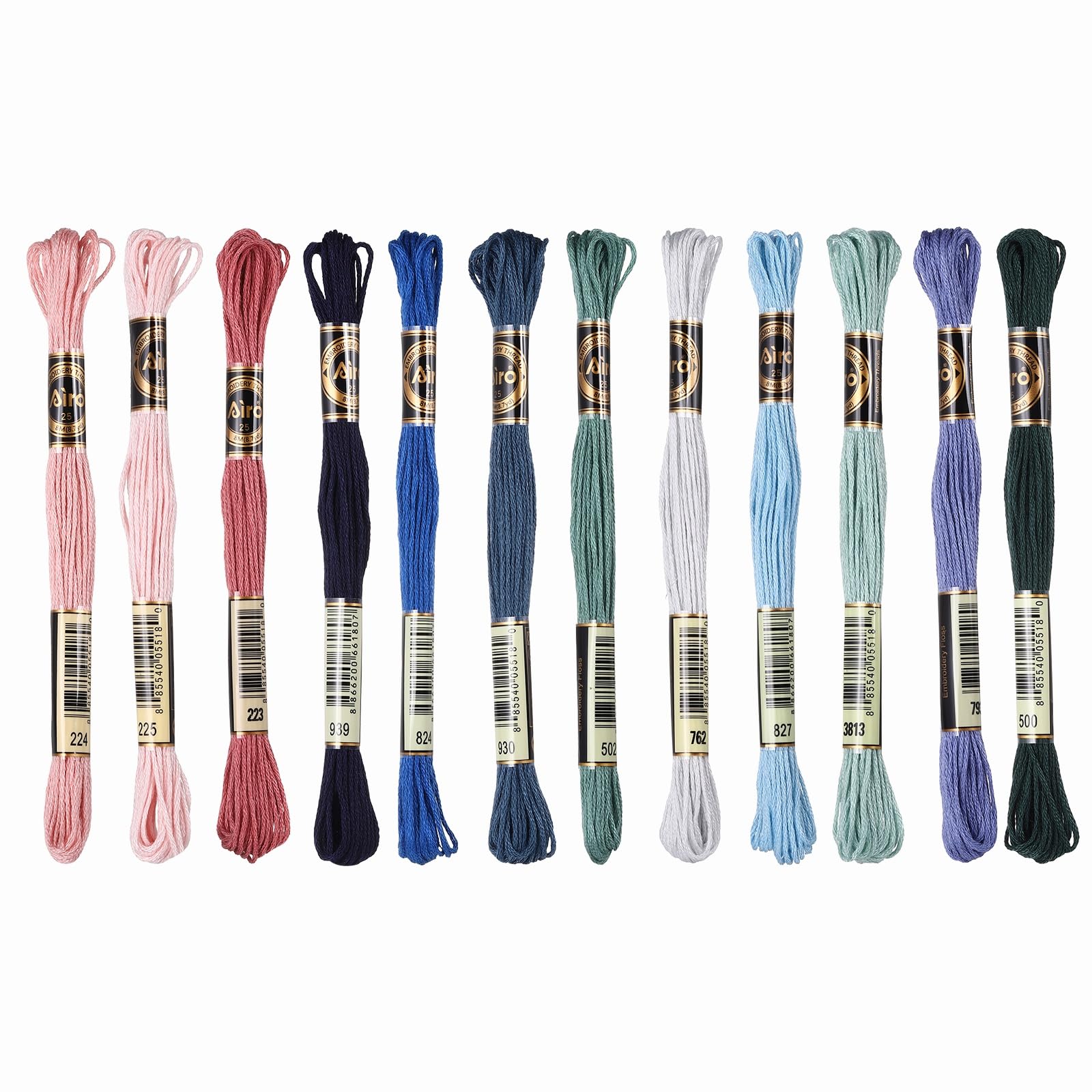 PATIKIL 12 Skeins Embroidery Floss Polyester Embroidery Threads Bracelets String for Cross-Stitch Hand Embroidery, Dark Green/Navy Blue