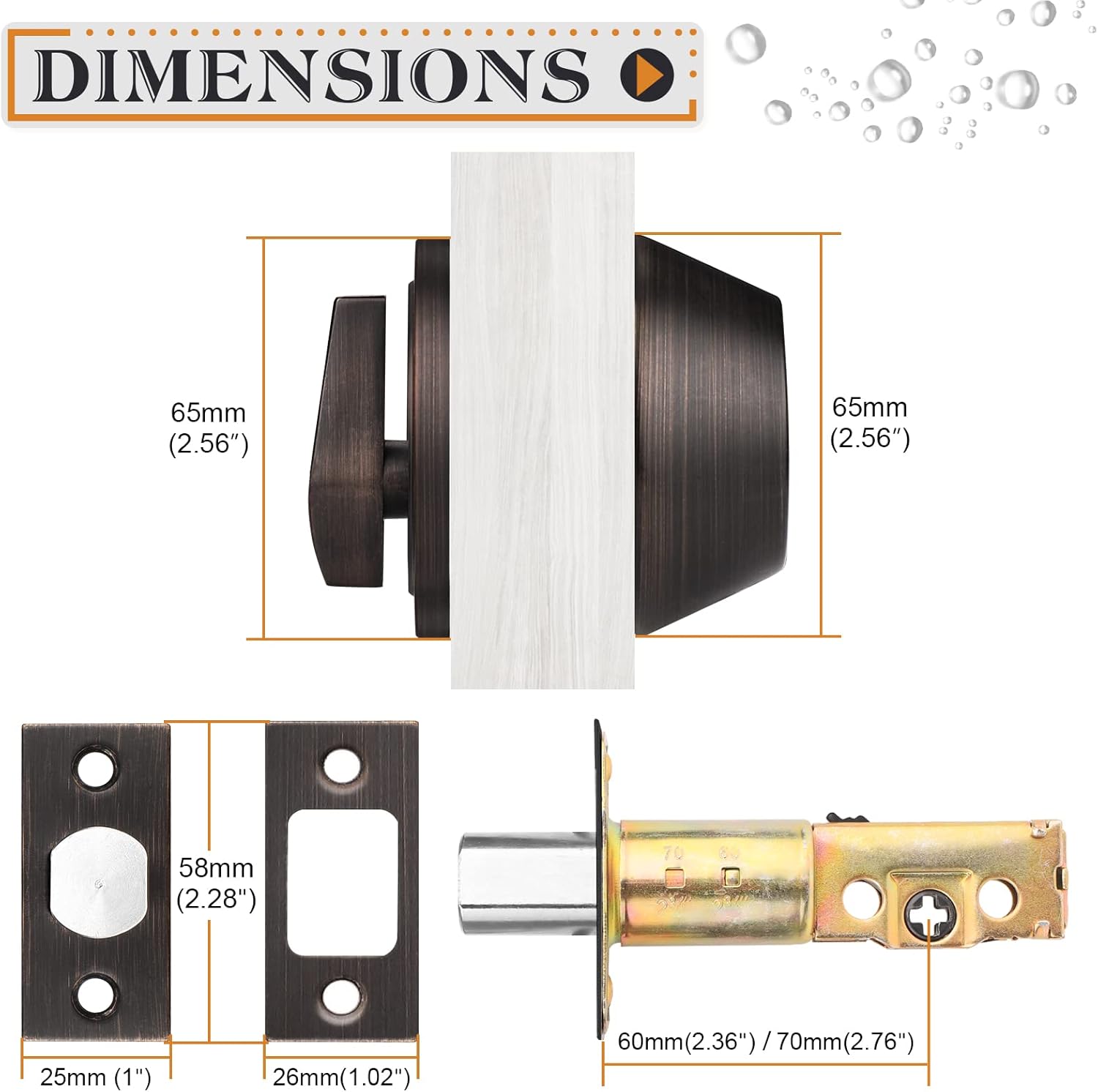 Probrico 6 Pack Passage Door Knob and 3 Pack Single Cylinder Deadbolts Keyed Alike