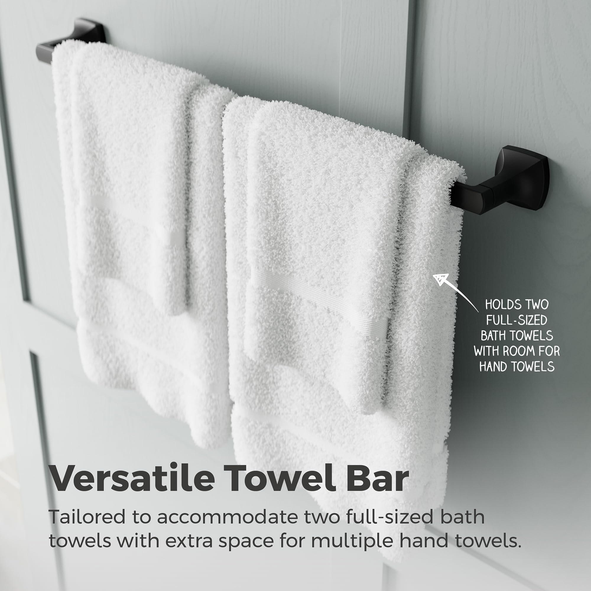 Pfister Vaneri BTBVRI2B - Barra portasciugamani da bagno, 61 cm, montaggio a parete, avvitabile, finitura nera opaca