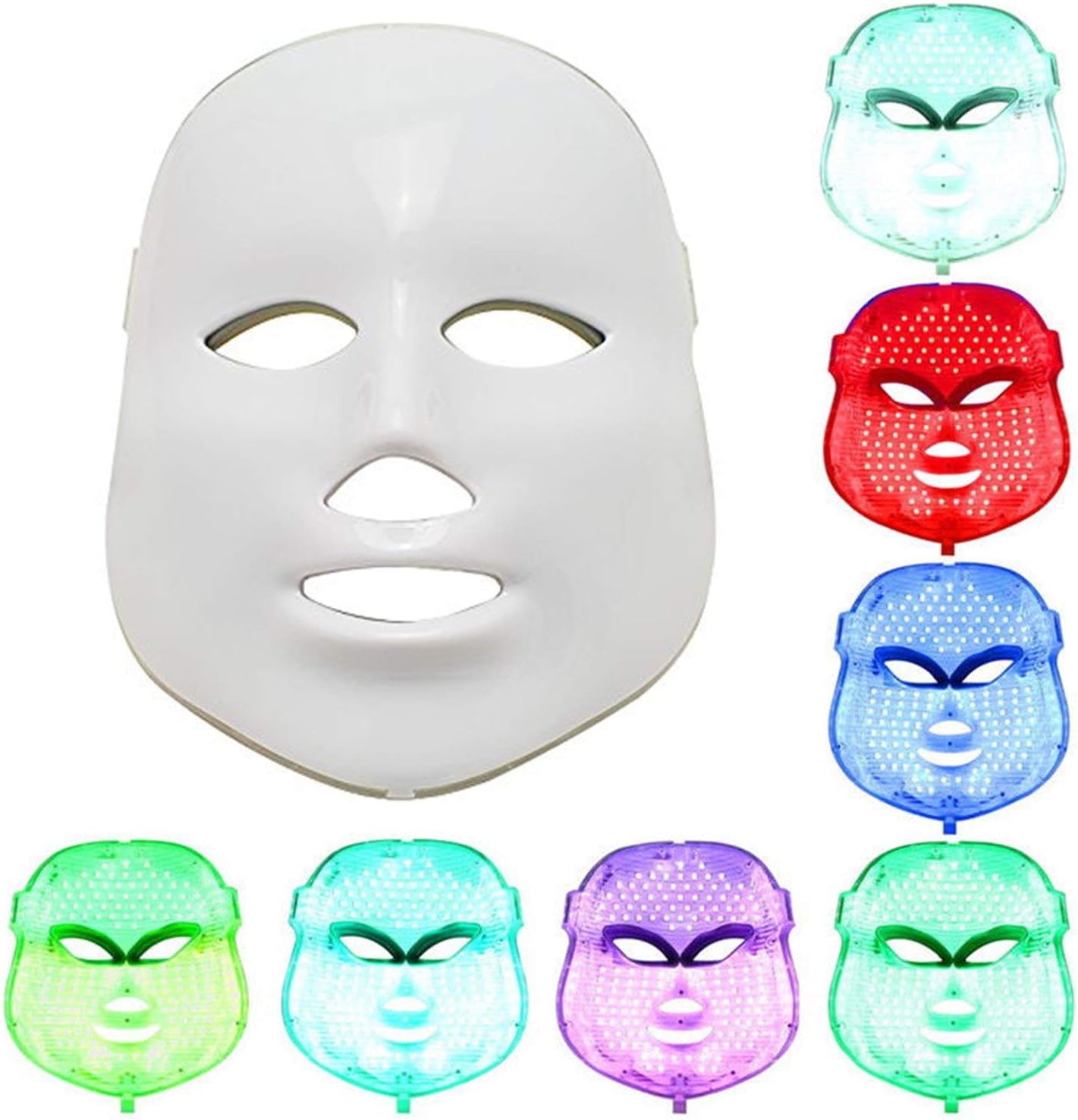 LED Photon Therapy 7 Colors (Red Blue Green) Light Treatment Facial Beauty Skin Care Rejuvenation Pototherapy Mask PDT Beauty Face Care for Home