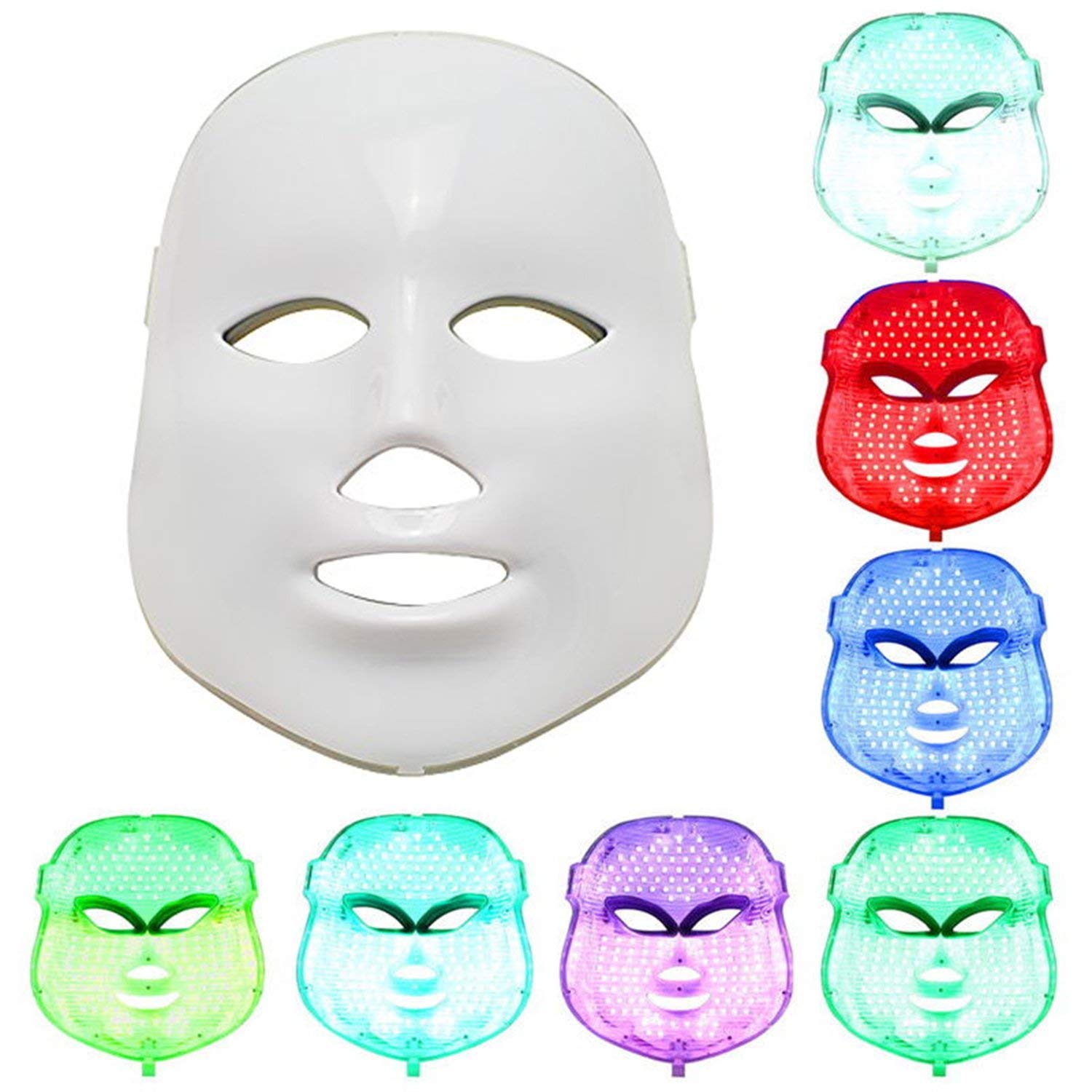 LED Photon Therapy 7 Colors (Red Blue Green) Light Treatment Facial Beauty Skin Care Rejuvenation Pototherapy Mask PDT Beauty Face Care for Home