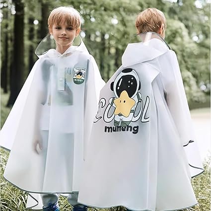 Imperméable Enfant Poncho De Pluie Avec Impression Dessin Animé - Sac à Dos Inclus, Bandes Réfléchissantes - Pour L'école Et Les Sorties