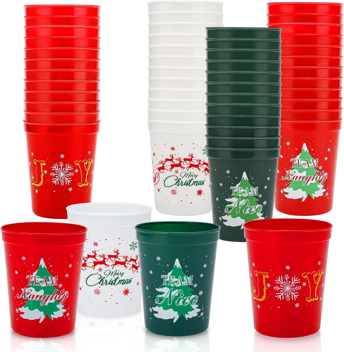 Amazon.com: Christmas Party Cups - Set of 24 Red and Green 16oz Plastic ...