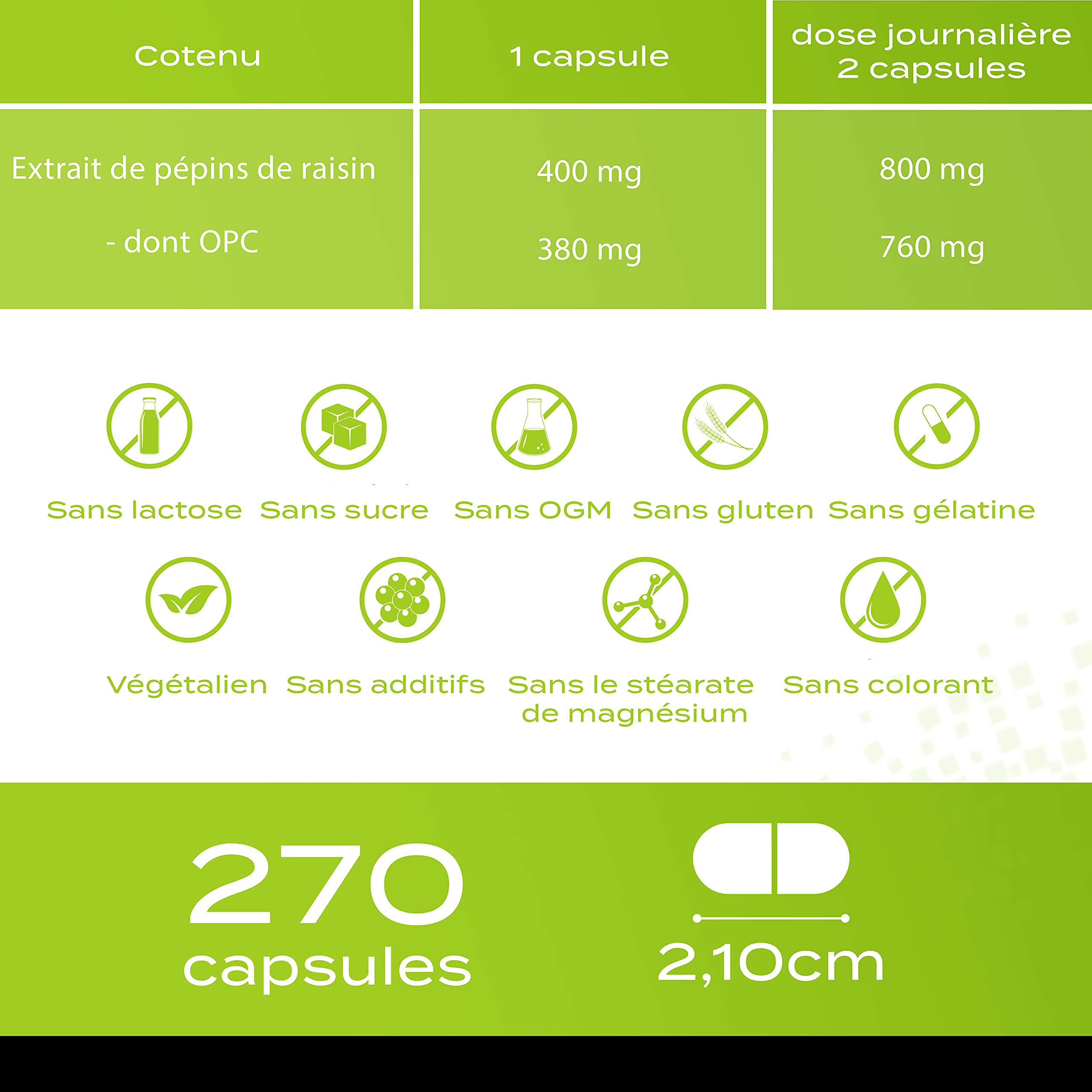 Plusvive - Gélules d'OPC à l'extrait de pépins de raisin de raisin français, (400 mg)