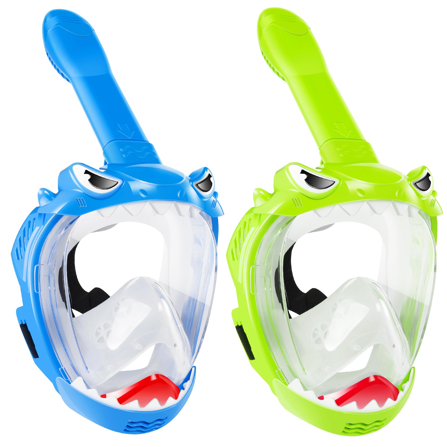 Zipoute Snorkel Full Face Snorkel Mask for Kids, Kids Snorkeling Set 180 Degree Panoramic View, Safe Anti-Leak Anti-Fog, Foldable Dry Top Snorkeling Gear for Kids Adult