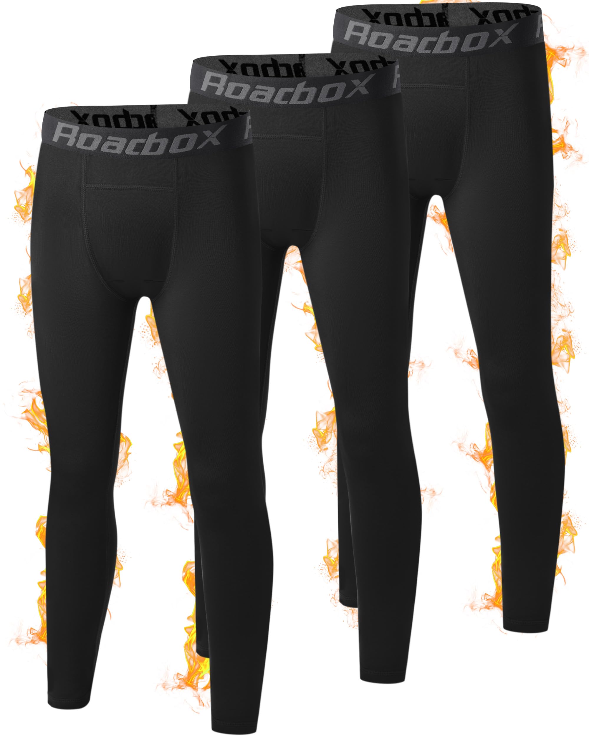 Roadbox Boys' Thermal Compression Pants, Fleece Lined Base Layer Leggings