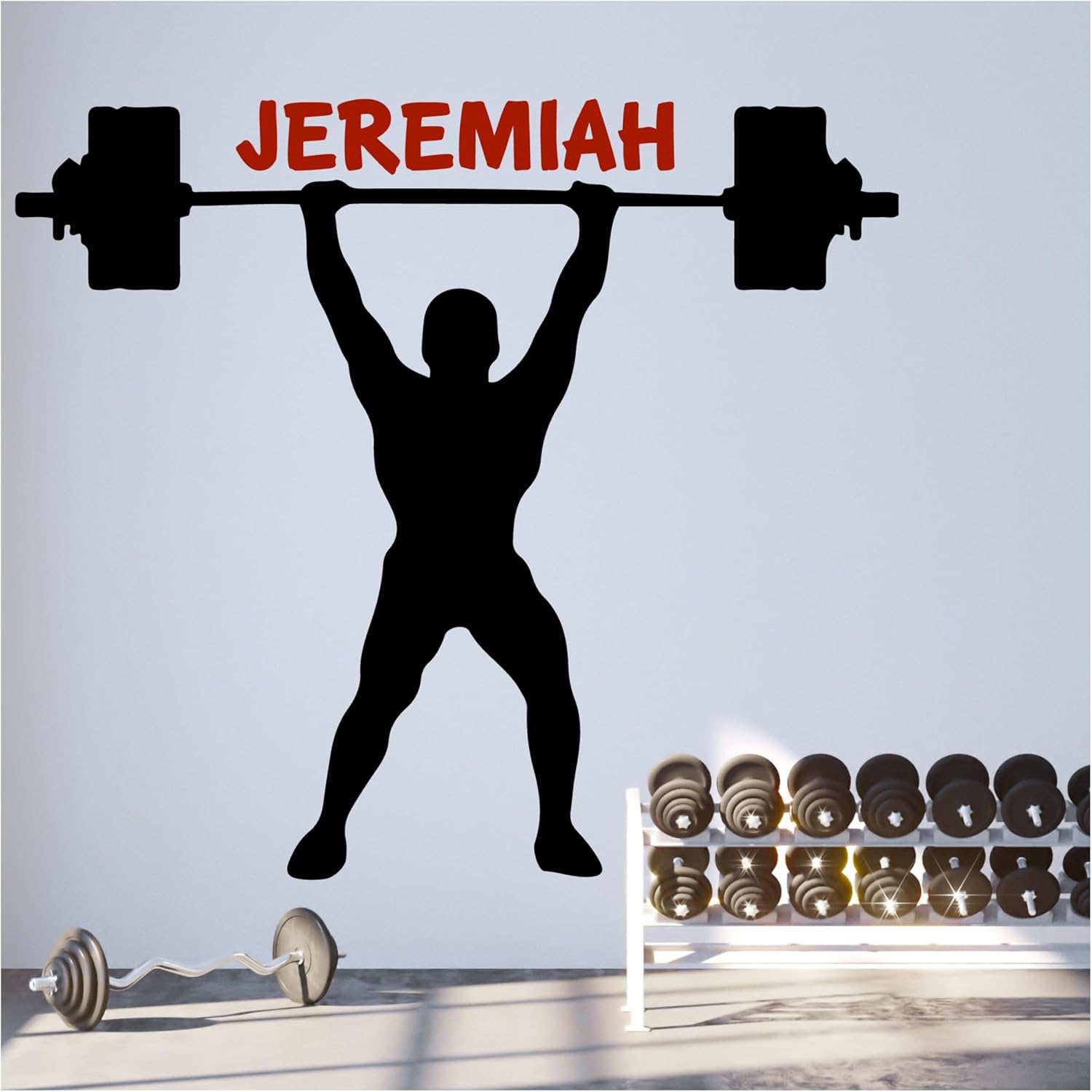 Personalized Weight Lifter Sticker, Workout Room Decor, Weightlifter Decorations, Over 30 Colors