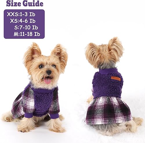 Miniatura 29 de Vestido suéter para perros pequeños, suéter para perros pequeños, ropa para cachorros, vestido de princesa a cuadros, ropa de ropa para festivales