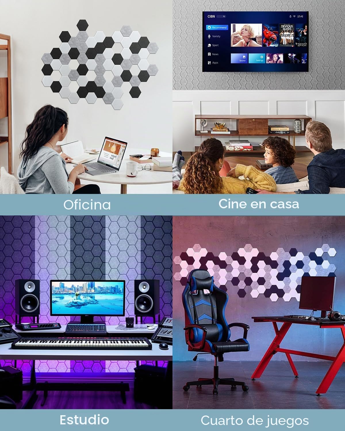 18 placas acústicas autoadhesivas, absorbentes de sonido, 30 x 30 x 0,9 cm, aislamiento acústico de pared, puerta y techo, paneles acústicos para decoración de juegos, oficinas, estudios, placas de