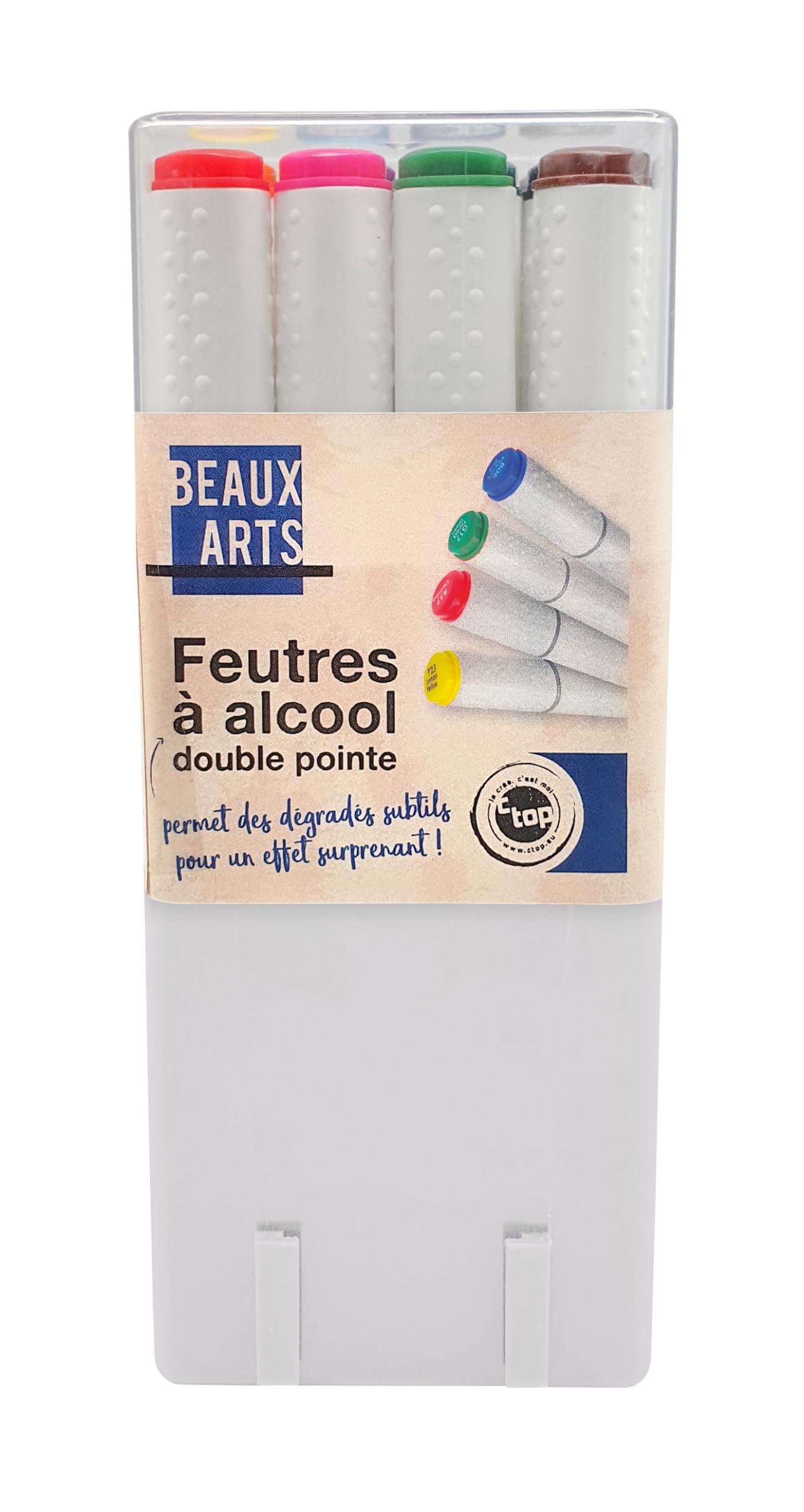 MÉGACRÉA Feutres à alcool Double pointe Couleurs vives 12 p
