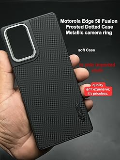 Back Cover Case for Moto Edge 50 Fusion 5G Slim & Lightweight | Ultra-Premium Dotted Design | Camera Protection Bump | Fabric Texture Back Case Cover Moto Edge 50 Fusion 5G (PC & TPU, Black)