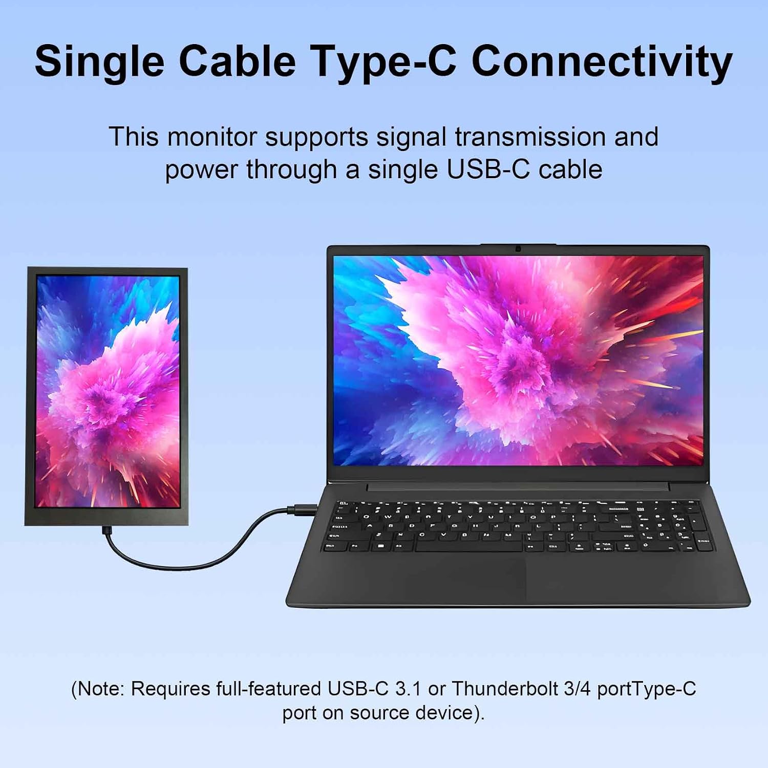 8 Inch Portable Mini Monitor 1280x800 IPS Display | Supports Mini H/D USB-C Video Input Plug & Play Image Rotaition Mirror Display Tempered Glass Protection