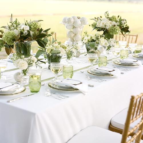 Miniatura 6 de Paquete de 12 manteles rectangulares de 60 x 102 pulgadas, mantel blanco para mesas rectangulares de 6 pies, mantel de tela lavable de poliéster