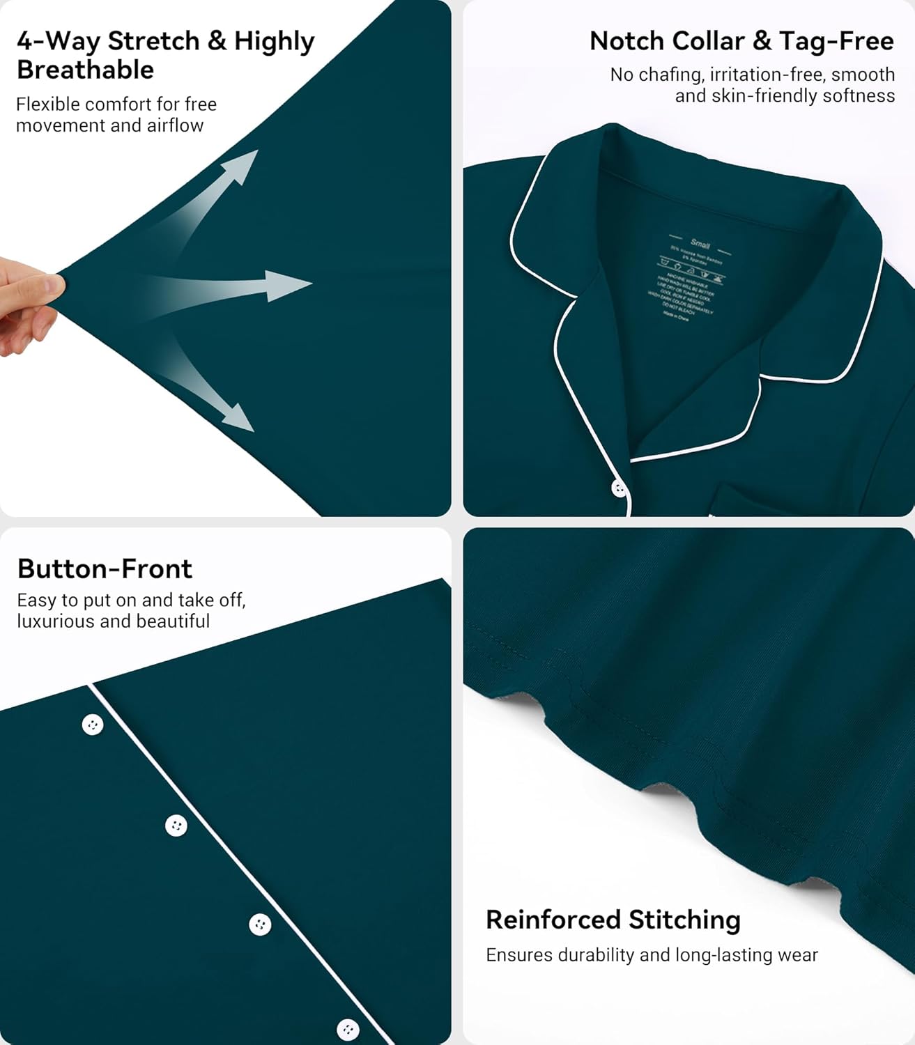 WiWi Nightgowns for Women- Viscose from Bamboo Short Sleeve Pajama Gowns Button Down Nightshirts S-XXL - Image 4