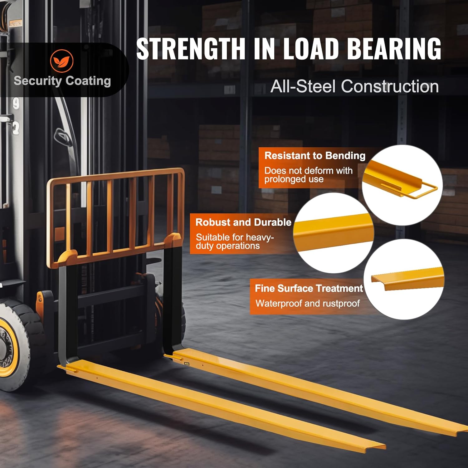 VEVOR Forklift Extensions, 96 Inch Pallet Fork Extensions 4.5 Inch Width, Heavy Duty Fork Extensions for Forklifts, 1 Pair Forklift Extensions for Forklift Truck