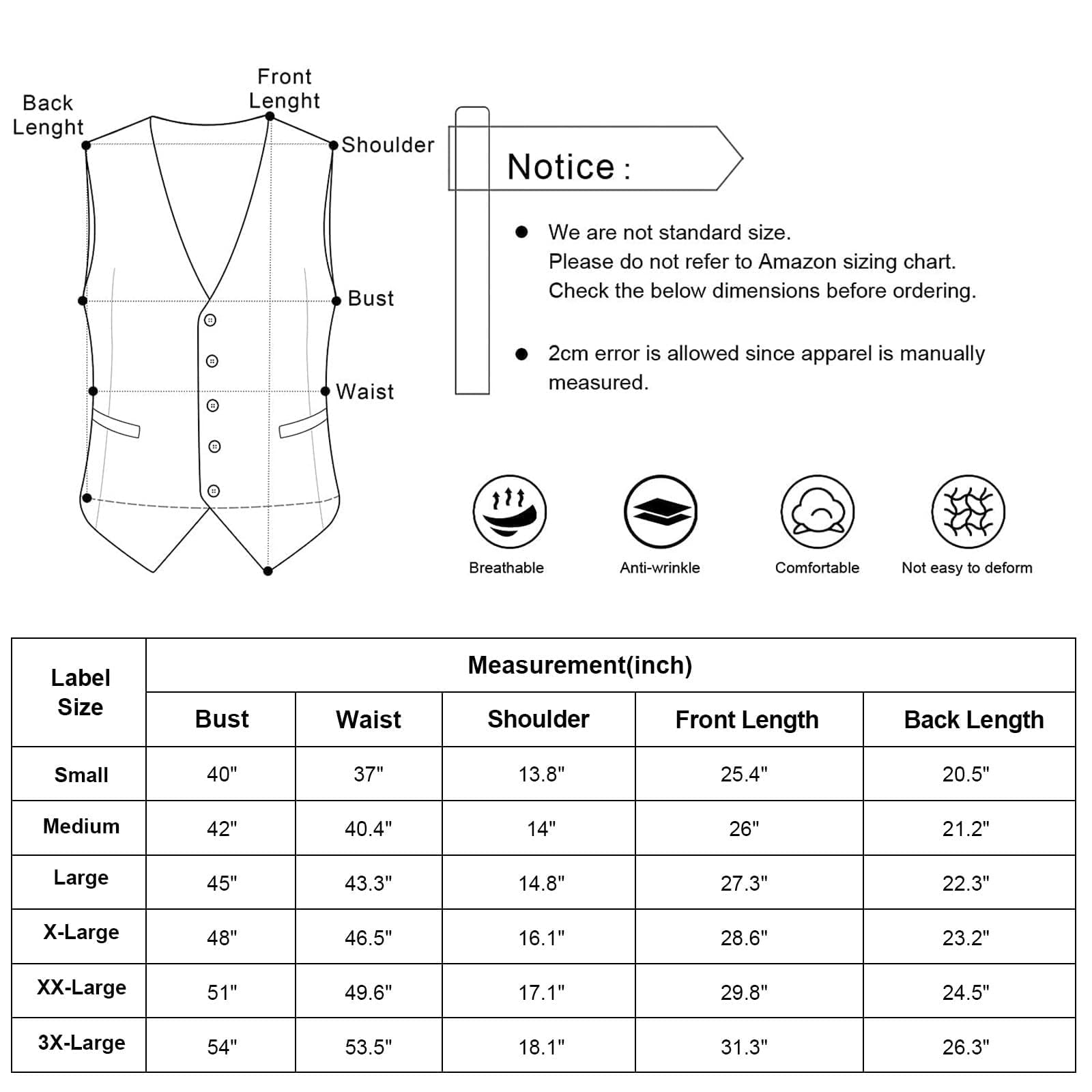 Alizeal Gilet classique de couleur unie pour homme - Coupe droite - Smoking - Pour mariage