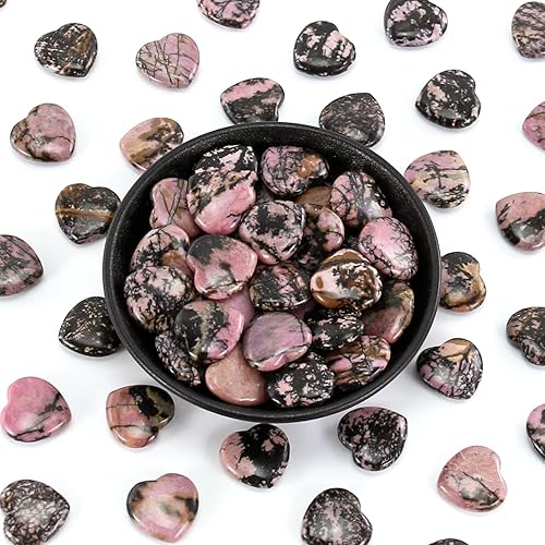 Miniatura 4 de Piedras de corazón de rodocrosita naturales pulidos, cristales y piedras curativas de cuarzo a granel para Wicca, Reiki, energía curativa, piedras
