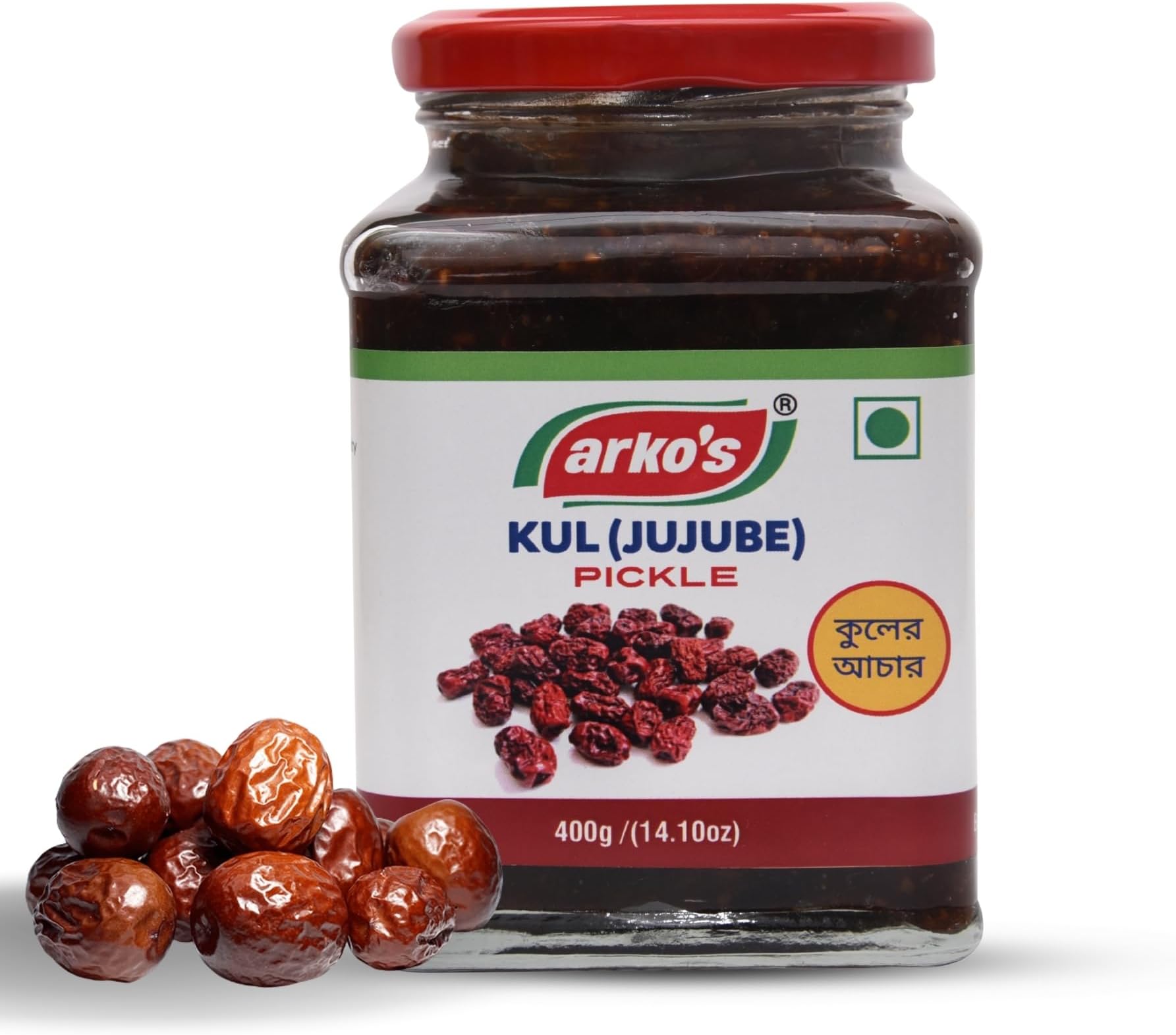 Homemade Kul Pickle 400gm with 100% natural ingredients,Indian Traditional Bengali Hot,Tangy,Sour & Spicy Kuler achaar, Ber ka Achar, Jujube Pickle, Oil Free,Kul (Ber, Jujube, Regi Pandu) achar.Perfect for Rice, Roti,Paratha,Ready to use Homemade Combine Gur and sugar,
