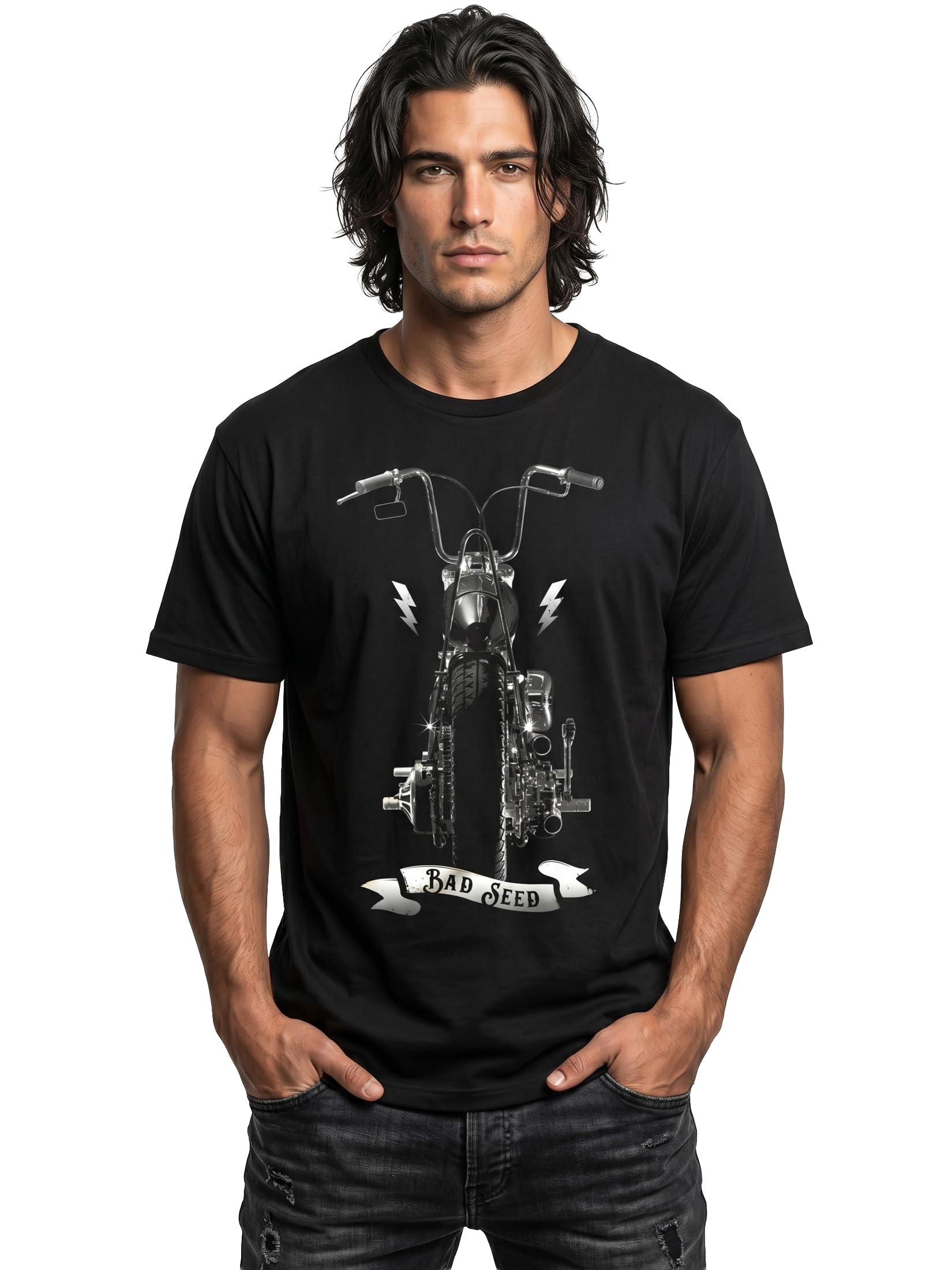 MAKAYA Maglietta Motociclista - T-Shirt con Stampa Moto Chopper Uomo