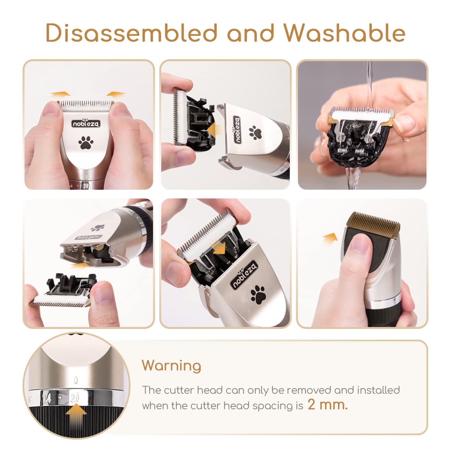 Nobleza Tosatrice per Cani Kit Professionale Toelettatura Gatti Animali Pet Tosatore Clipper Ricaricabile Grooming Clipper Lungo Capelli Corti, Capelli Ricci