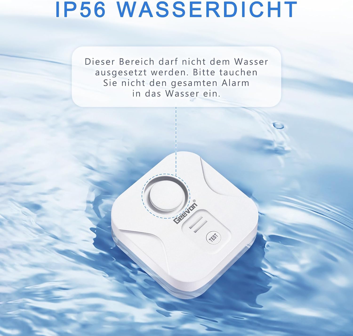 Geevon Wassermelder, 100dB Wasserwarner Wassersensor Wasseralarm Melder