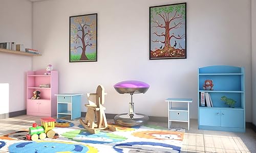 Miniatura 2 de Furinno Lova - Estantería con armario de almacenamiento, 2 estantes con puertas, color azul claro