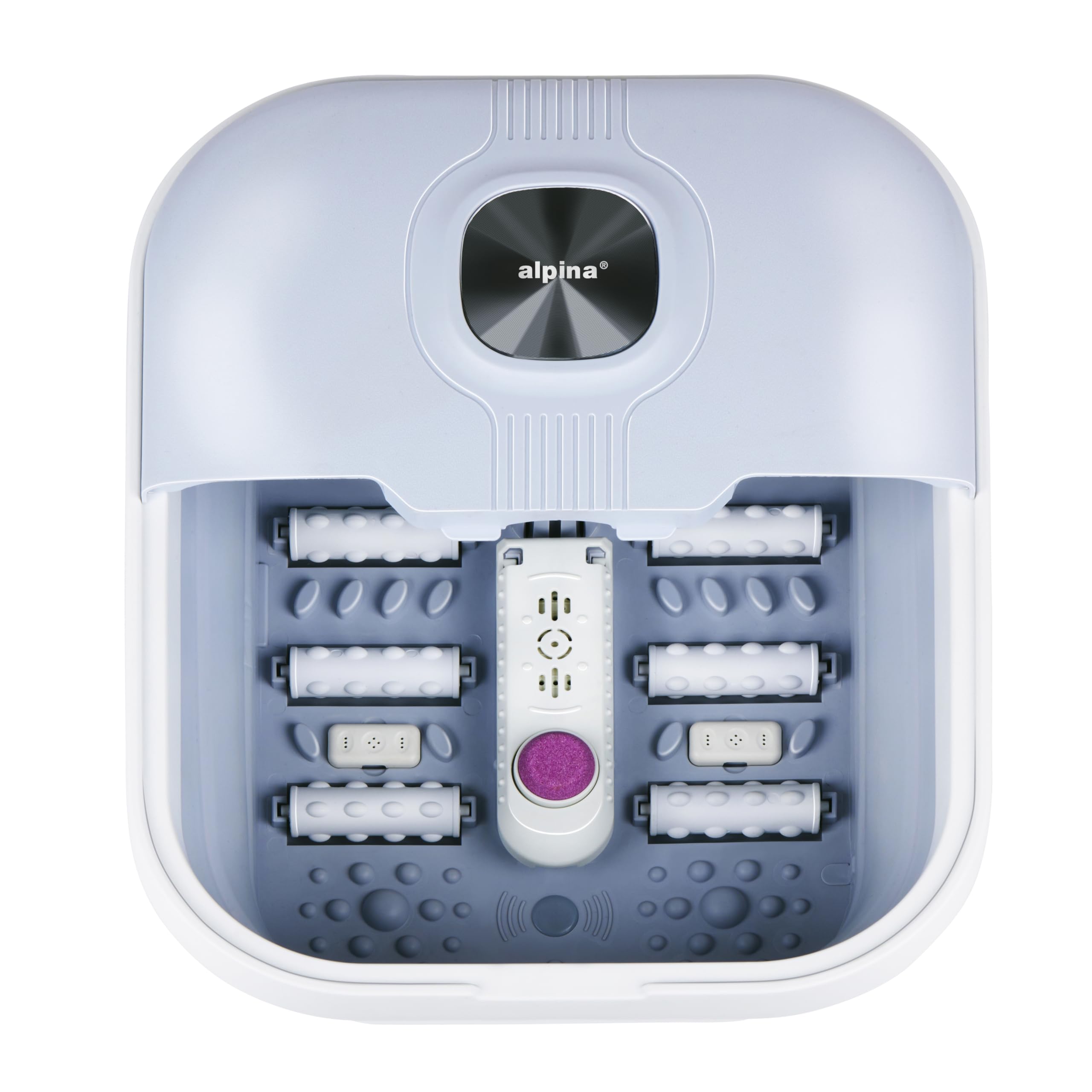 Alpina Spa Pies 8L 500W - Baño de pies plegable con calefacción con burbujas - Rodillos Masaje y Piedra Ponce - Spa Relajación Casa Pies - Azul Claro