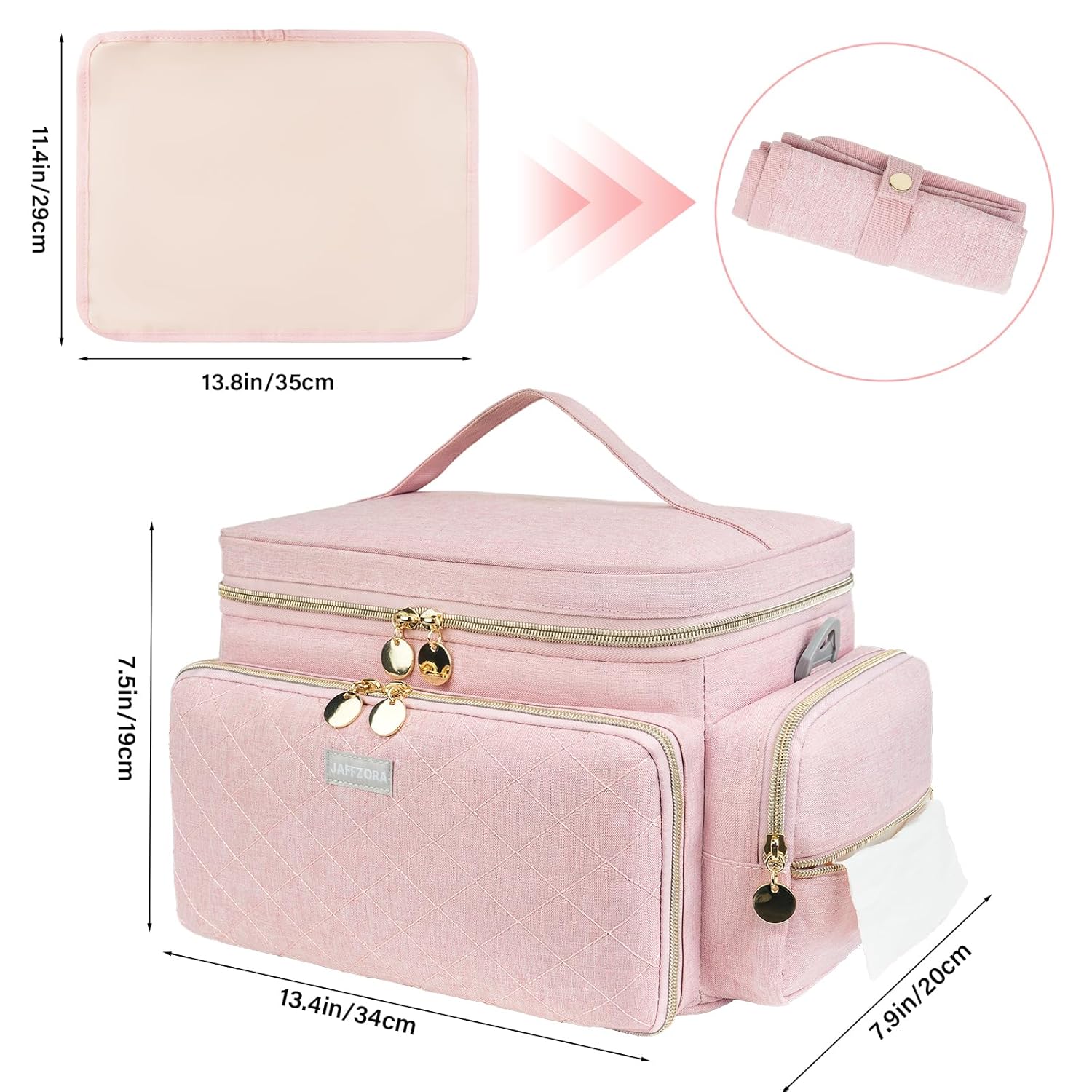 Breast Pump Bag Compatible with Spectra S1 and S2, Breast Pumping Travel Storage Bag with Waterproof Mat for Pumping Essentials and Accessories, Pink - Image 7