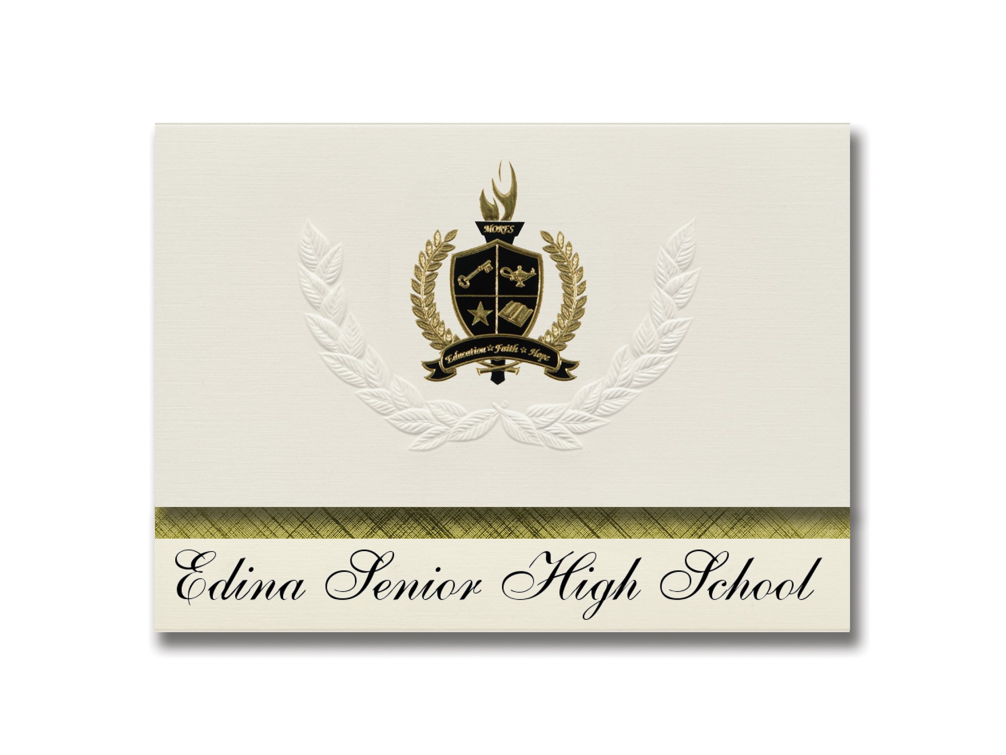 Signature Announcements Edina Senior High School (Edina, MN) Graduation Announcements, Presidential style, Basic package of 25 with Gold & Black Metallic Foil seal