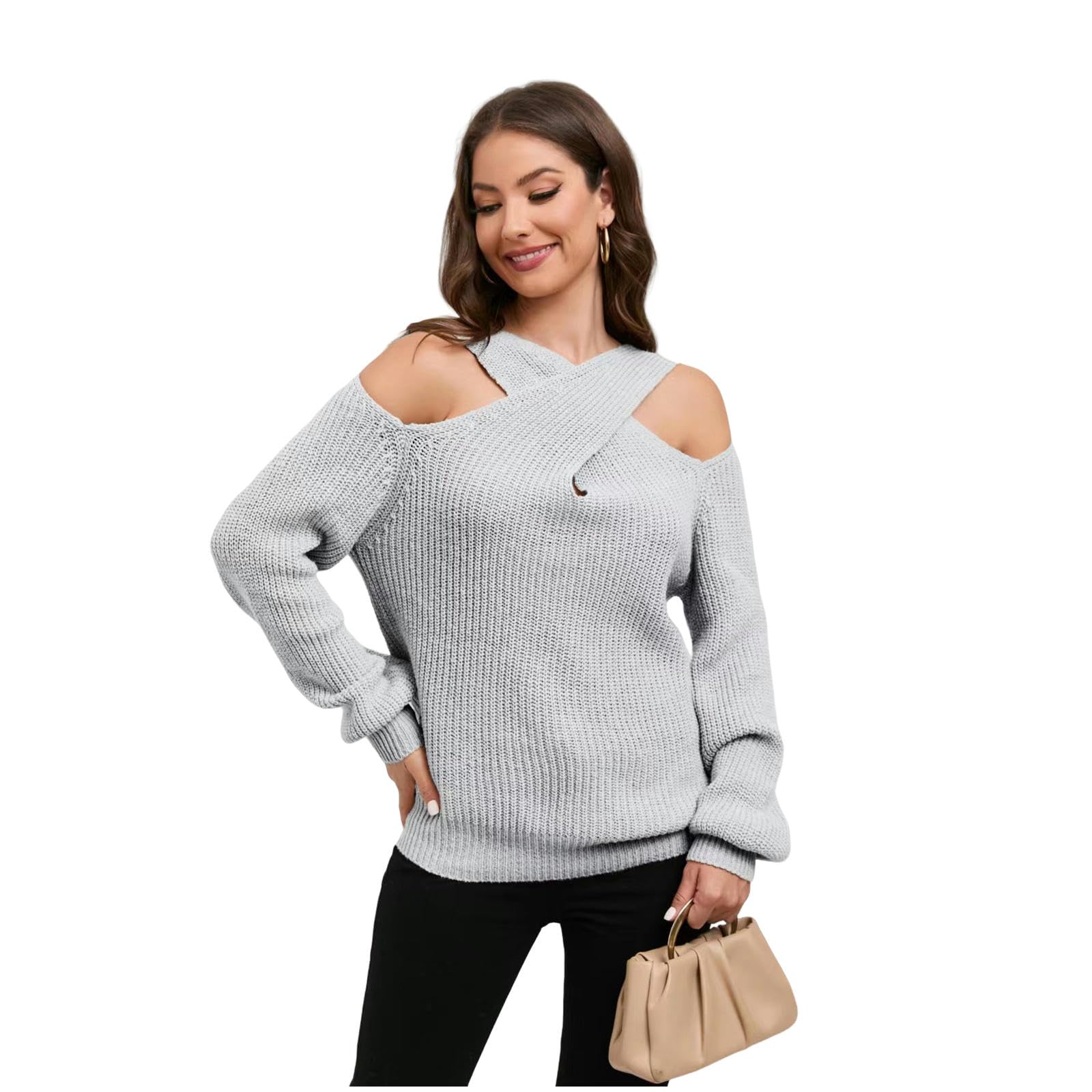 Maglione Donna Trend Femminile A Maglia A Maglia A Maglia A Maglia A Maglia-Grigio-m