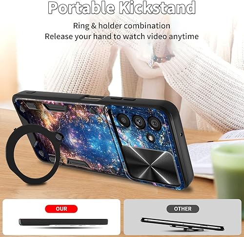 Vista 363 de Funda protectora híbrida para Samsung Galaxy A53 5G de 6.5 pulgadas y anillo giratorio de 360 grados, función atril, híbrida, de doble capa
