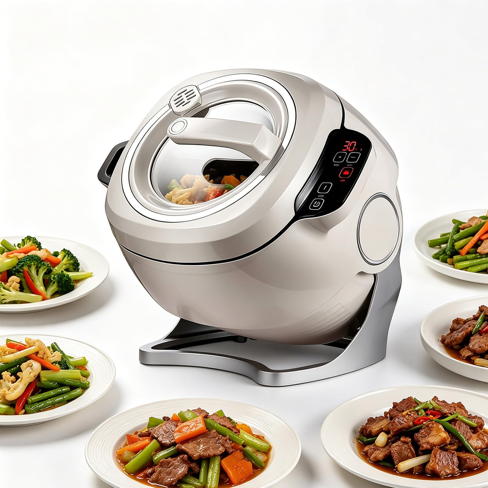 Automatyczne urządzenie do smażenia i robot kuchenny – urządzenie wielofunkcyjne, uruchamiane jednym przyciskiem; do smażenia metodą stir-fry i duszenia – zdrowe i proste gotowanie.