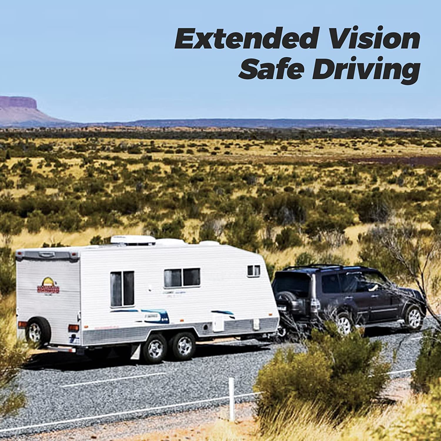 Rétroviseurs de remorquage de remorque, TOTMOX 1 paire de rétroviseurs à extension réglable pour remorque de voiture, caravane, camping-car, rétroviseurs de remorquage réglables à clipser