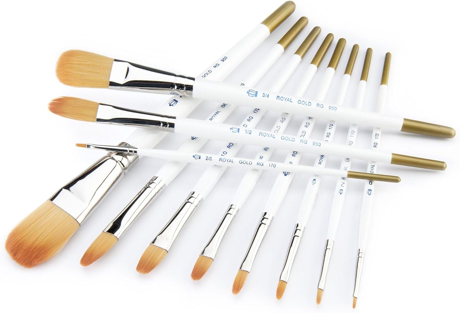 Royal Gold Royal and Langnickel Short Handle Paint Brush Set, Filbert and Wash, 11-Piece