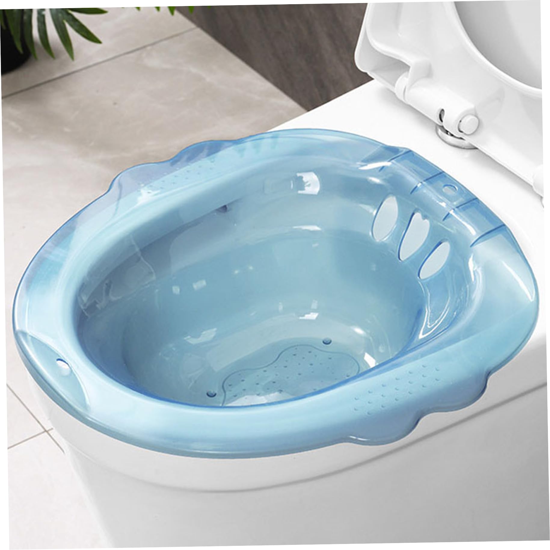 Baignoire de siège portable au-dessus des toilettes, bidet portable anti-débordement, fixation de bidet capacité pour hémorroïdes, soins privés post-partum, bleu, décor