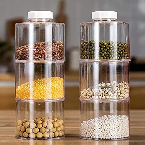 Miniatura 7 de 6 tarros de especias, tarro de especias apilable de plástico con tapas de coctelera, recipientes transparentes para condimentos para almacenar