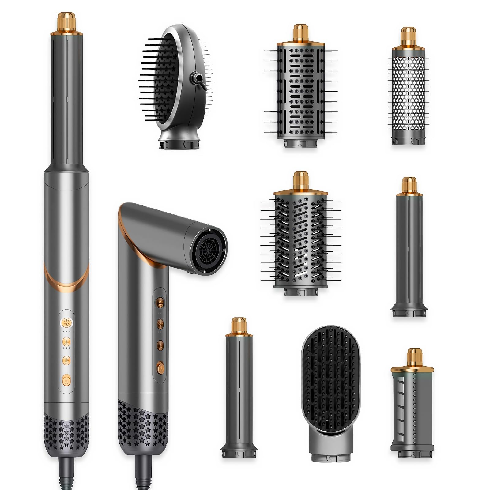 Dryhsip Warmluftbürste, Hairstyler, Föhnbürste mit haartrockner für Frauen, Airstyler mit Diffuser Haare Föhn, Glätten,Lockenstab Automatisch, Haarglätter,Flex Temperaturen, Eurostecker