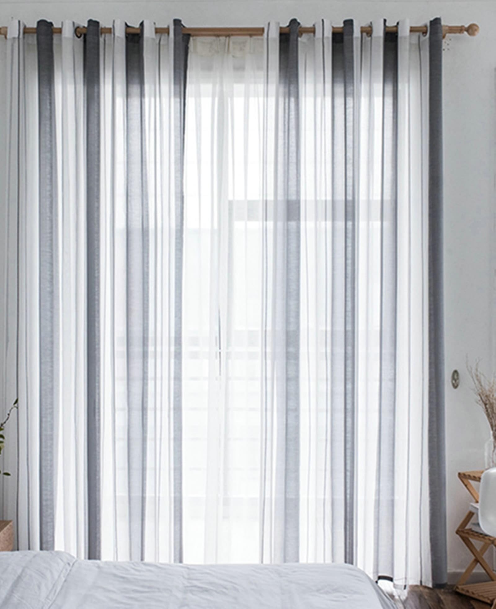 Dunkelgrau Voile Vorhänge 2 Stück Polyester, Fenster Kurz Vorhänge Transparent 160 cm Lang mit Ösen Moderne Elegant für Schlafzimmer, H160 x B96 cm