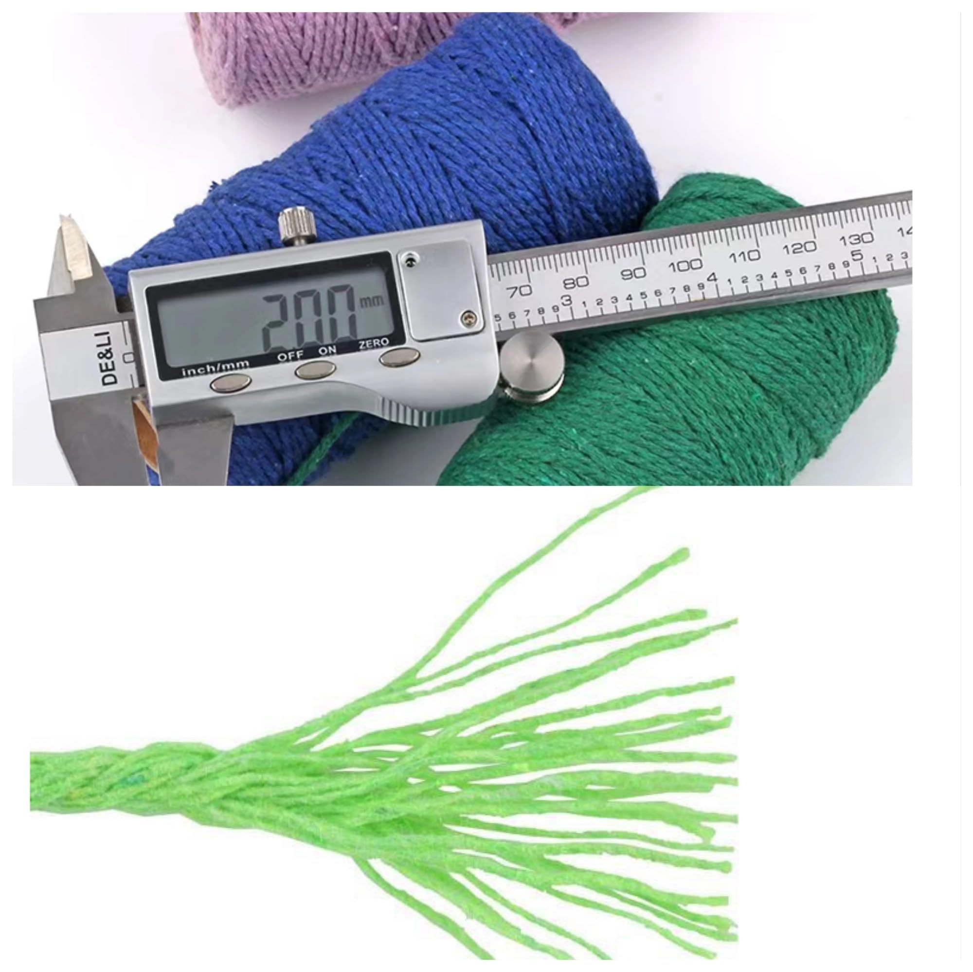 Baumwollschnur für Bastelarbeiten, Makramee-Baumwoll-Jute-Seil, 2 mm, 100 m, Mehrfarbig(White)